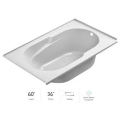 Jacuzzi Signature 60" Drop In Soaking Bathtub with Tiling Flange, and Right Drain