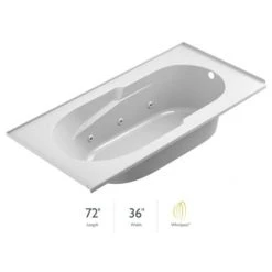 Jacuzzi Signature 72" Drop In Whirlpool Bathtub with 6 Jets, Air Controls, Tiling Flange, RapidHeat Water Heater, and Right Drain and Left Pump