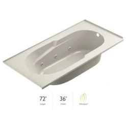 Jacuzzi Signature 72" Drop In Whirlpool Bathtub with 6 Jets, Air Controls, Tiling Flange, and Right Drain and Left Pump