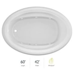 Jacuzzi 60" x 42" Signature Drop In Whirlpool Bathtub with 6 Jets, Air Controls, Left Drain and Right Pump