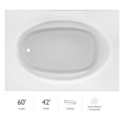 Jacuzzi 60" x 42" Signature Drop In Soaking Bathtub with Universal Drain