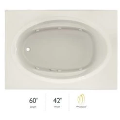 Jacuzzi 60" x 42" Signature Drop In Whirlpool Bathtub with 6 Jets, Air Controls, Left Drain and Right Back Pump