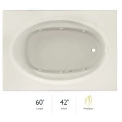 Jacuzzi 60" x 42" Signature Drop In Whirlpool Bathtub with 6 Jets, Air Controls, RapidHeat Water Heater, Right Drain and Left Front Pump