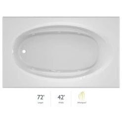 Jacuzzi 72" x 42" Signature Drop In Whirlpool Bathtub with 6 Jets, Air Controls, RapidHeat Water Heater, Left Drain and Right Back Pump