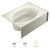 Jacuzzi 60" x 42" Signature Three Wall Alcove Whirlpool Bathtub with 6 Jets, Air Controls, RapidHeat Water Heater, Tiling Flange, Skirt, Right Drain, and Left Pump - with CleanLine Technology