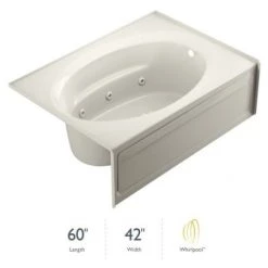 Jacuzzi 60" x 42" Signature Three Wall Alcove Whirlpool Bathtub with 6 Jets, Air Controls, RapidHeat Water Heater, Tiling Flange, Skirt, Right Drain, and Left Pump - with CleanLine Technology