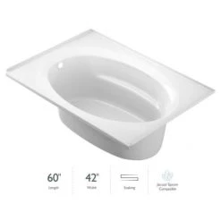 Jacuzzi 60" x 42" Signature Drop In Soaking Bathtub with Tiling Flange, and Left Drain