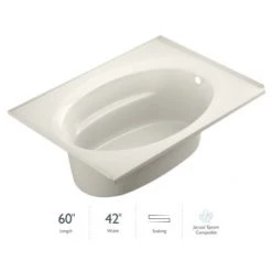 Jacuzzi 60" x 42" Signature Drop In Soaking Bathtub with Tiling Flange, and Right Drain
