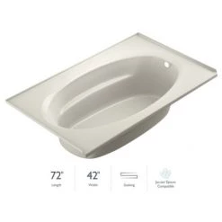 Jacuzzi Signature 72" Drop In Soaking Bathtub with Tiling Flange, and Right Drain