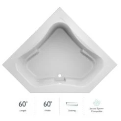 Jacuzzi Signature 60" Corner Soaking Bathtub with Center Drain