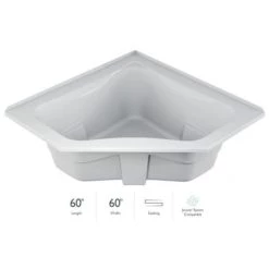 Jacuzzi Signature 60" Corner Soaking Bathtub with Tiling Flange, Center Drain
