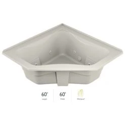 Jacuzzi 60" x 60" Signature Corner Whirlpool Bathtub with 6 Jets, Air Controls, Tiling Flange, Center Drain and Right Pump