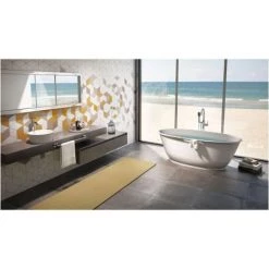 Jacuzzi Karina 65" Free Standing Stone Composite Soaking Tub with Center Drain, Pop-Up Drain Assembly and Overflow -Jacuzzi Sales Store jacuzzi kaf6534bcxxxx alternate view 5791