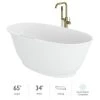 Jacuzzi Karina 65" Free Standing Resin, Stone Composite Soaking Tub with Center Drain, Drain Assembly and Overflow - Includes Floor Mounted Tub Filler with Hand Shower -Jacuzzi Sales Store jacuzzi kaz6534bcxxxxg 7549554