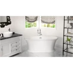 Jacuzzi Leonora™ 65" Solid Surface Free Standing Soaking Bathtub with Center Drain -Jacuzzi Sales Store jacuzzi lef6530bcxxxx alternate view 5698