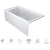 Jacuzzi Linea 60" x 30" Three Wall Alcove Soaking Bathtub with Left Drain and Heated Soak -Jacuzzi Sales Store jacuzzi lns6030blr2hcw 100825