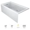 Jacuzzi Linea 60" x 30" Acrylic Whirlpool Bathtub for Three Wall Alcove Installation with Left Drain and Heater