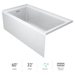 Jacuzzi Sales Store 27 Jacuzzi Linea 60" x 32" Acrylic Air Bathtub for Alcove Installation with Left Hand Drain