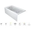 Jacuzzi Linea 60" x 32" Three Wall Alcove Whirlpool Bathtub with Left Drain, Heater, and Whisper+ Technology™ -Jacuzzi Sales Store jacuzzi lns6032wlr2cpwc 100825