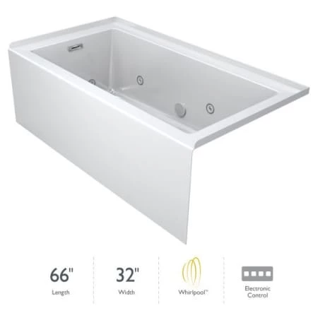 Jacuzzi Linea 66" Three Wall Alcove Acrylic Whirlpool Tub with Left Drain Location and Overflow 3 Jacuzzi Linea 66" Three Wall Alcove Acrylic Whirlpool Tub with Left Drain Location and Overflow