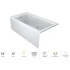 Jacuzzi Linea 66" Three Wall Alcove Acrylic Whirlpool Tub with Chromatherapy, Right Drain Location, and Overflow -Jacuzzi Sales Store jacuzzi lns6632wrl2cpww 100825