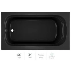 Jacuzzi 66" x 34" Luxura Alcove Reversible Soaking Bathtub with Universal Drain