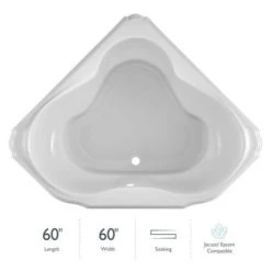 Jacuzzi Marineo 60" Soaking Bathtub for Drop In Installation with Center Drain