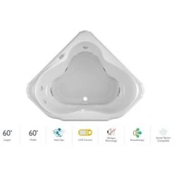 Jacuzzi Marineo 60" Salon Spa Bathtub for Drop In Installation with Center Drain and Illumatherapy / Whisper Technology™ - Luxury LCD Controls