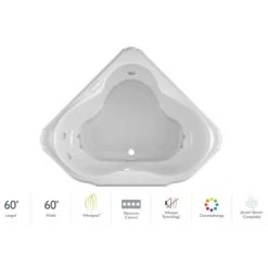 Jacuzzi Marineo 60" Whirlpool Bathtub for Drop In Installation with Center Drain and Chromatherapy / Whisper Technology™ - Luxury Controls