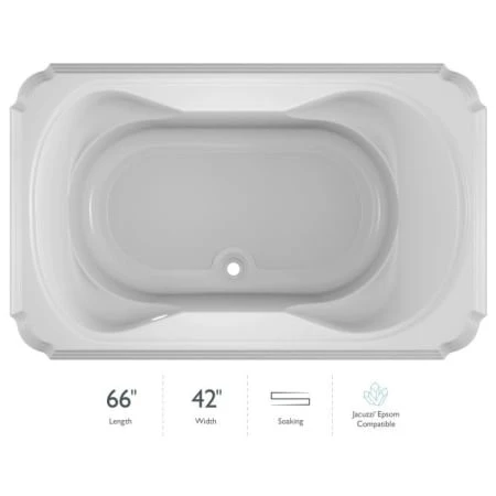 Jacuzzi Marineo 66" Soaking Bathtub for Drop In Installation with Center Drain 3 Jacuzzi Marineo 66" Soaking Bathtub for Drop In Installation with Center Drain