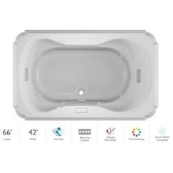Jacuzzi Marineo 66" Salon Spa Bathtub for Drop In Installation with Center Drain and Chromatherapy / Whisper Technology™ - Luxury Controls