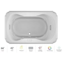 Jacuzzi Marineo 66" Whirlpool Bathtub for Drop In Installation with Center Drain and Chromatherapy / Whisper Technology™ - Luxury Controls
