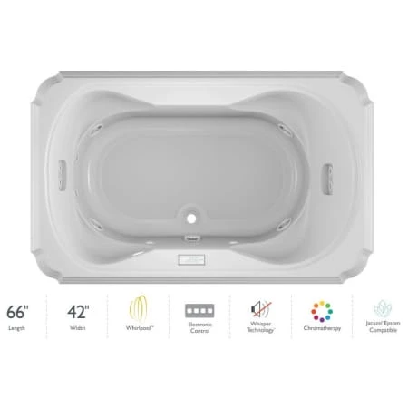 Jacuzzi Marineo 66" Whirlpool Bathtub for Drop In Installation with Center Drain and Chromatherapy / Whisper Technology™ - Luxury Controls 3 Jacuzzi Marineo 66" Whirlpool Bathtub for Drop In Installation with Center Drain and Chromatherapy / Whisper Technology™ - Luxury Controls