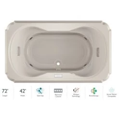 Jacuzzi Marineo 72" Salon Spa Bathtub for Drop In Installation with Center Drain and Illumatherapy / Whisper Technology™ - Luxury Controls