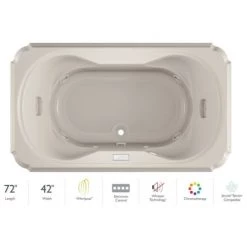 Jacuzzi Marineo 72" Whirlpool Bathtub for Drop In Installation with Center Drain and Chromatherapy / Whisper Technology™ - Luxury Controls