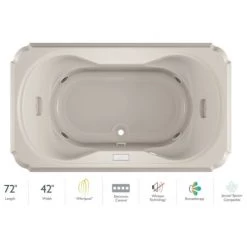 Jacuzzi Marineo 72" Whirlpool Bathtub for Drop In Installation with Center Drain and Illumatherapy / Whisper Technology™ - Luxury Controls