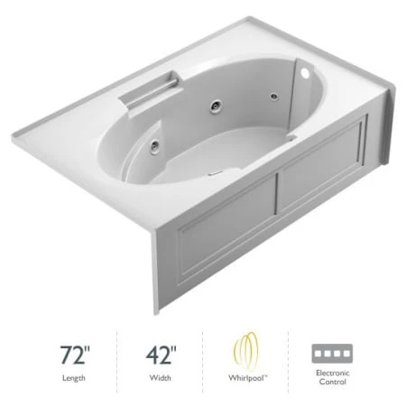 Jacuzzi Majora® 72" Whirlpool Alcove Bathtub with Right Drain and Basic Controls 3 Jacuzzi Majora® 72" Whirlpool Alcove Bathtub with Right Drain and Basic Controls
