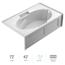 Jacuzzi Majora® 72" Pure Air Alcove Bathtub with Right Drain and Basic Controls