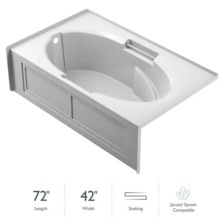Jacuzzi 72" x 42" Majora® Three Wall Alcove Soaking Bathtub with Left Drain 3 Jacuzzi 72" x 42" Majora® Three Wall Alcove Soaking Bathtub with Left Drain