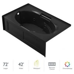 Jacuzzi Sales Store 3 Jacuzzi 72" x 42" Majora® Three Wall Alcove Comfort Whirlpool Bathtub with 8 Jets, Basic Controls, Heater, Chromatherapy, Left Drain and Right Pump