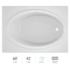 Jacuzzi Nova 60" Pure Air Drop-In Bathtub with Right Drain and Basic Controls