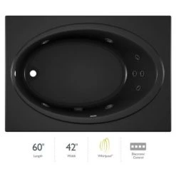 Jacuzzi 60" x 42" Nova Drop In Comfort Whirlpool Bathtub with Basic Controls, Heater, Left Drain and Right Pump
