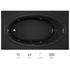 Jacuzzi 72" x 42" Nova Drop In Comfort Whirlpool Bathtub with Basic Controls, Heater, Left Drain and Right Pump