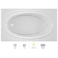 Jacuzzi 72" x 42" Nova Drop In Comfort Whirlpool Bathtub with Basic Controls, Left Drain and Right Pump