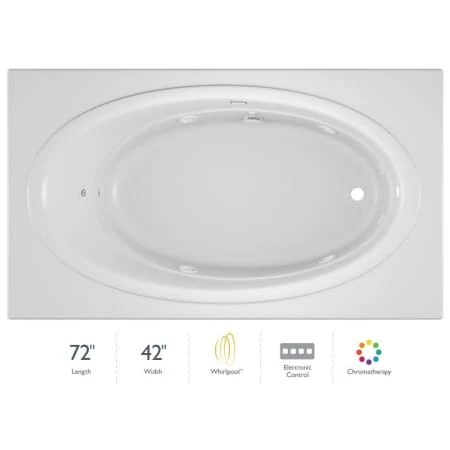 Jacuzzi 72" x 42" Nova Drop In Comfort Whirlpool Bathtub with Basic Controls, Chromatherapy, Heater, Right Drain and Left Pump 3 Jacuzzi 72" x 42" Nova Drop In Comfort Whirlpool Bathtub with Basic Controls, Chromatherapy, Heater, Right Drain and Left Pump
