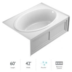 Jacuzzi Nova 60" Pure Air Alcove Bathtub with Right Drain and Basic Controls