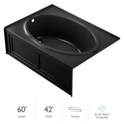 Jacuzzi 60" x 42" Nova Drop In Three Wall Alcove Soaking Bathtub with Left Drain