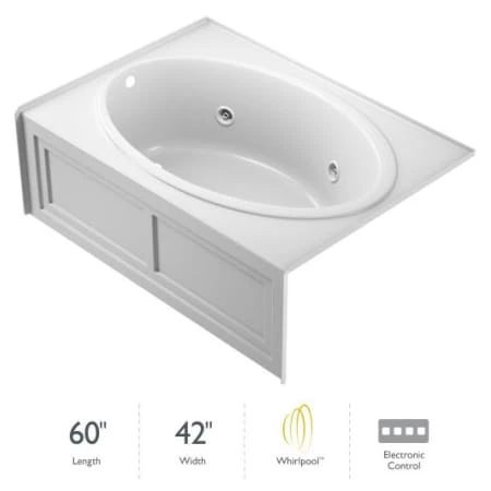 Jacuzzi 60" x 42" Nova Drop In Three Wall Alcove Comfort Whirlpool Bathtub with Basic Controls, Left Drain and Right Pump 3 Jacuzzi 60" x 42" Nova Drop In Three Wall Alcove Comfort Whirlpool Bathtub with Basic Controls, Left Drain and Right Pump