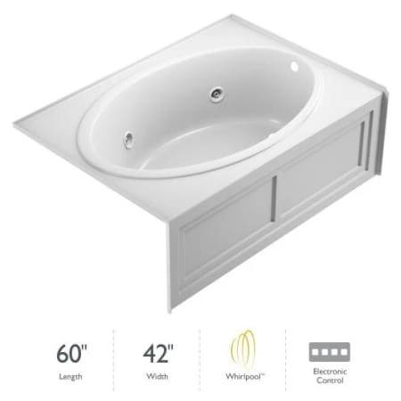 Jacuzzi 60" x 42" Nova Drop In Three Wall Alcove Comfort Whirlpool Bathtub with Basic Controls, Right Drain and Left Pump 3 Jacuzzi 60" x 42" Nova Drop In Three Wall Alcove Comfort Whirlpool Bathtub with Basic Controls, Right Drain and Left Pump