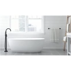 Jacuzzi Signature 67" Free Standing Acrylic Soaking Tub with Matte Black Free Standing Tub Filler and Handshower, Reversible Drain, Drain Assembly and Overflow -Jacuzzi Sales Store jacuzzi osm6732buxxxxg alternate view 475